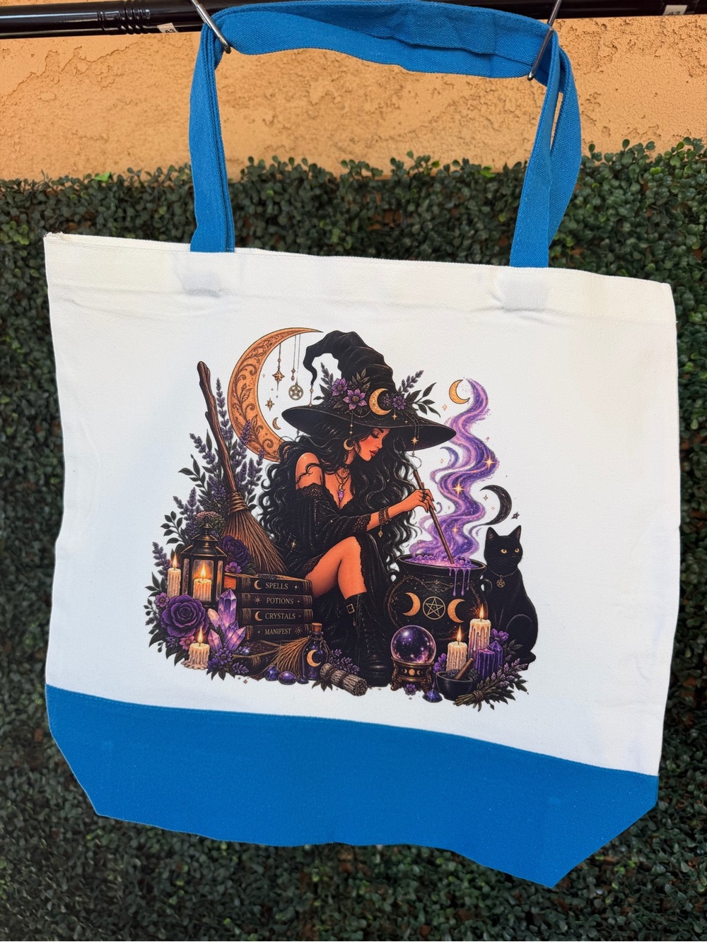 Witchy Celestial Large Canvas Tote Bag